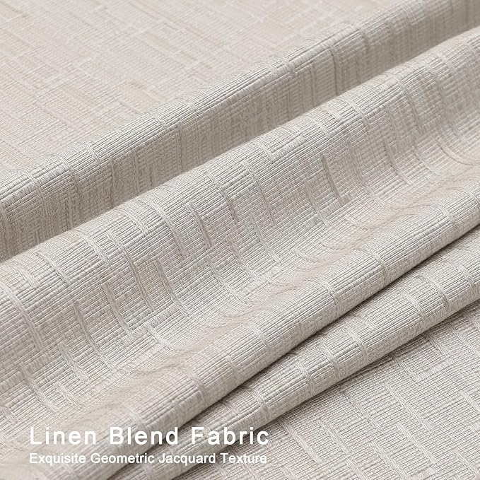 Jacquard Linen Curtains 72 inch Length 2 Panels Thick Faux Linen Blended Window Drapes Burlap Textured Curtains with Grommet for Living Room Bedroom Farmhouse (52x72 Beige) Natural