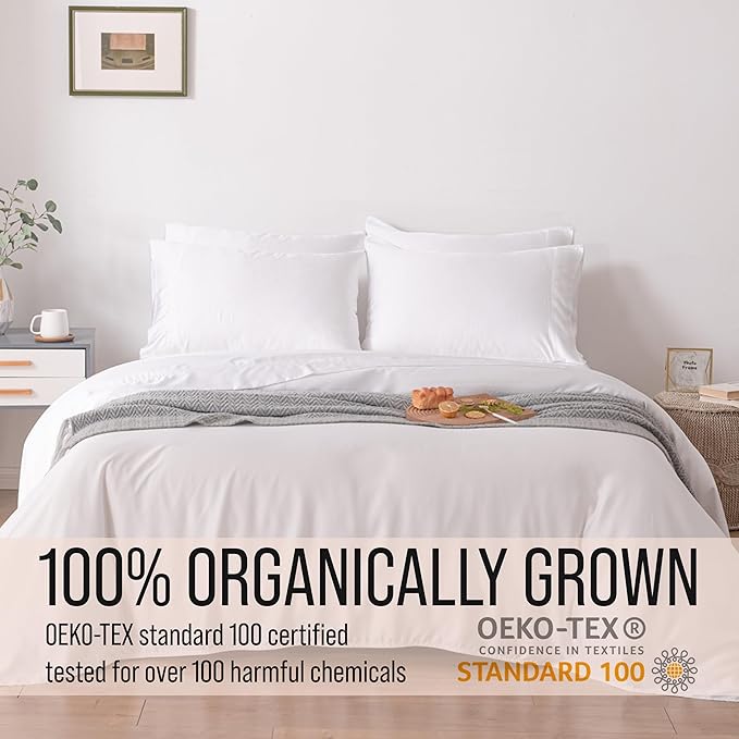 Bella Coterie 7 Piece Luxury Bamboo Viscose Split King Size Sheet Set | 2 Fitted Sheets for Adjustable Beds | 100% Organically Grown | Cooling for Hot Sleepers | 4 Pillowcases [White]