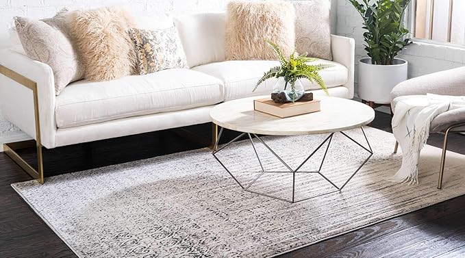 Unique Loom Del Mar Collection Area Rug - Jennifer (9' x 12' 2" Rectangle, Gray/ Black)