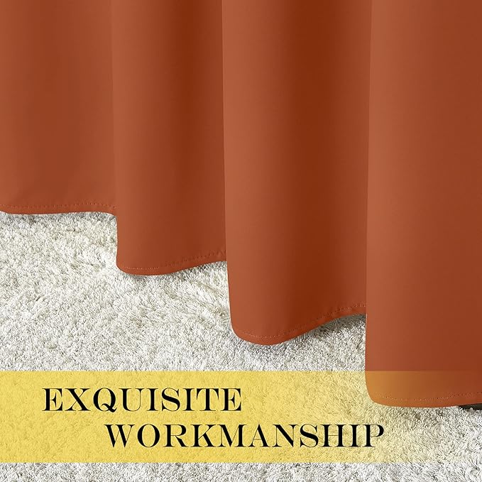 NICETOWN Room Darkening Short Curtain 54 inches Long for Living Room, Grommet Sound Reducing Thermal Insulated Curtains for Bedroom Nursery Window, 46W x 54L, 1 Piece, Burnt Orange