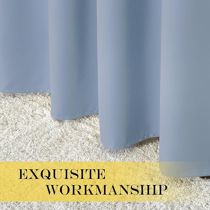 NICETOWN Vintage Blue Blackout Curtains 84 inch Length, Grommet Top Room Darkening Drapes for Bedroom Living Room, Light Blocking Window Covering for Privacy (W66 x L84 Inch, 1 Panel)
