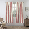 DriftAway Farmhouse Vertical Striped Linen Blend Textured Light Filtering Semi Sheer Curtains for Living Room Bedroom 63 Inches Long Drapes 2 Panels Broad Striped Linen Red