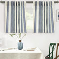 DriftAway Farmhouse Vertical Striped Linen Blend Textured Light Filtering Semi Sheer Curtains for Living Room Bedroom 36 Inches Long Drapes 2 Panels Broad Striped Linen Dark Blue
