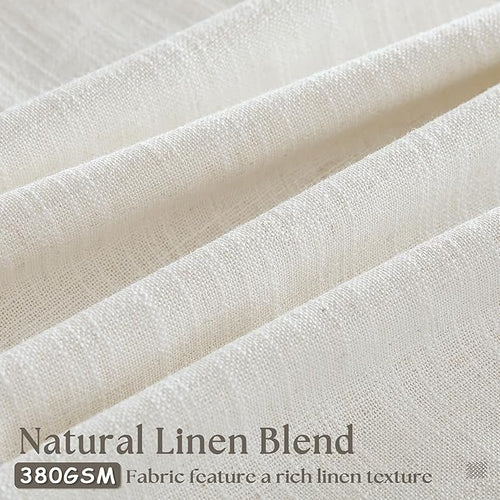 102 Inch Long Curtains Extra Wide 70 Inch Width Pinch Pleat Linen Curtains for Living Room Cream Light Filtering Privacy Pleated Hooks Rings Back Tab for Sliding Door 1 Panel