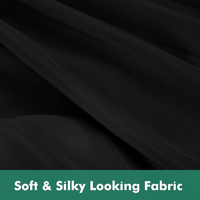 Biscaynebay Wrap Around Bed Skirts with Split Corners for King Beds 14" Drop, Black Elastic Dust Ruffles Adjustable Easy Fit Wrinkle & Fade Resistant Silky Luxurious Fabric Machine Washable