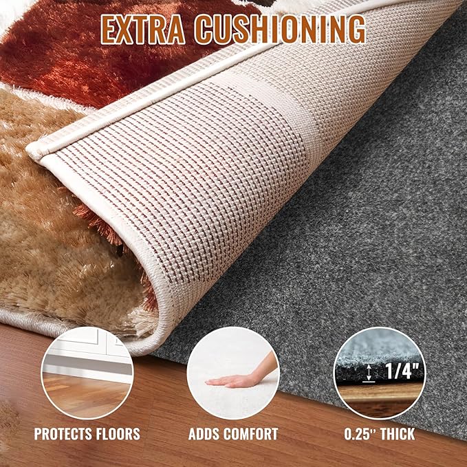 Felt Rug Pad, 2 x 3 Ft Rubber Non-Slip Rug Pad Gripper, Keep Rugs Secure and in Place, Extra Strong Under Carpet Mat Cushion - for All Floors