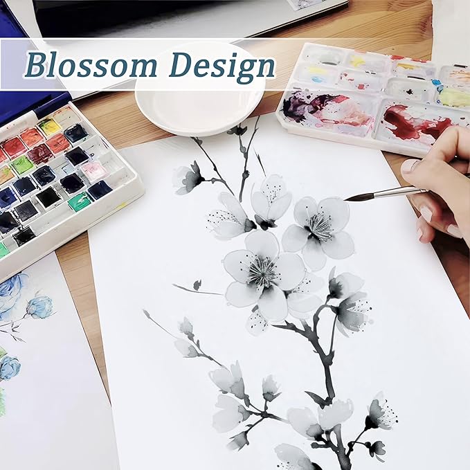 FMFUNCTEX Linen Sheer Curtains for Bedroom, Blue White Blossom Print Curtains 63 Inch Length for Living Room, Floral Patterned Farmhouse Curtain Light Filtering Window Drapes 2 Panels, Rod Pocket