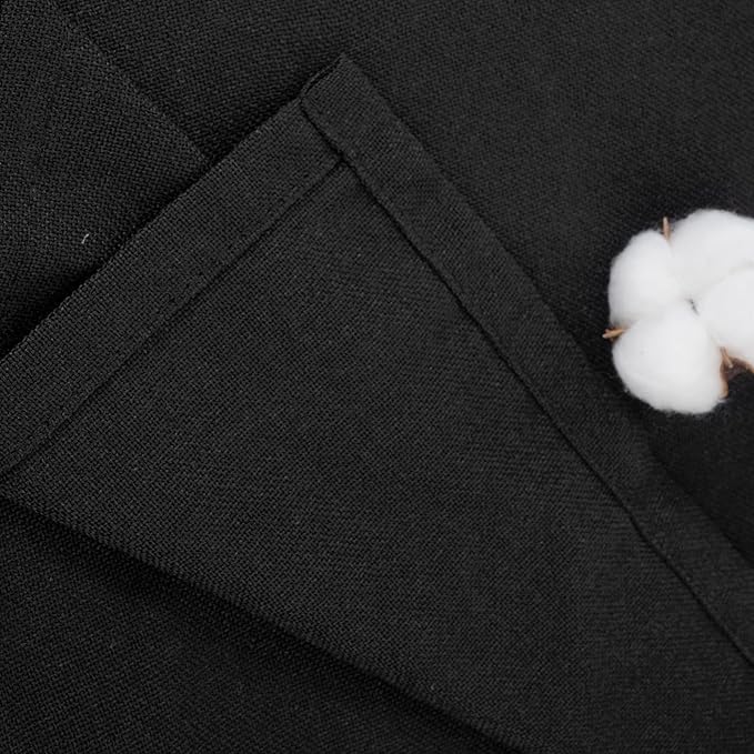 YoungsTex Black Linen Semi Sheer Curtains 95 inch Long 2 Panels, Bronze Grommet Light Filtering Drapes Floor Length for Living Room Bedroom Hallown Gothic Decorative, 52 X 95 Inch