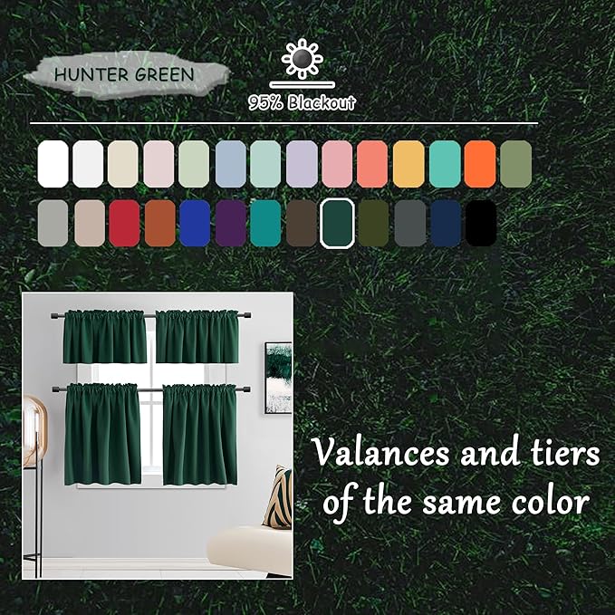 DONREN Dark Green Blackout Thermal Insulating Window Curtain Panels for Bedroom with Rod Pocket (42 x 96 Inches,2 Panels)