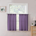 Tollpiz Linen Tier Curtains Rod Pocket Semi Sheer Short Kitchen Curtain Half Burlap Light Filtering Thick Linen Drape for Bathroom, 30 x 30 inches Long, Royal Purple, Set of 2 Panels