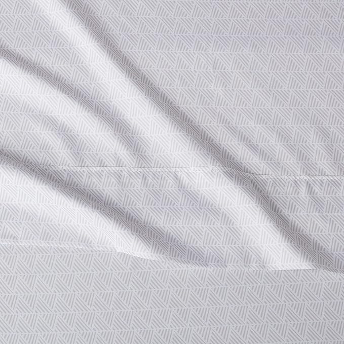 Amazon Basics Lightweight Super Soft, Comfortable Easy Care Microfiber 4 Piece Bed Sheet Set with 14-Inch Deep Pockets, Queen, Gray Crosshatch, Printed