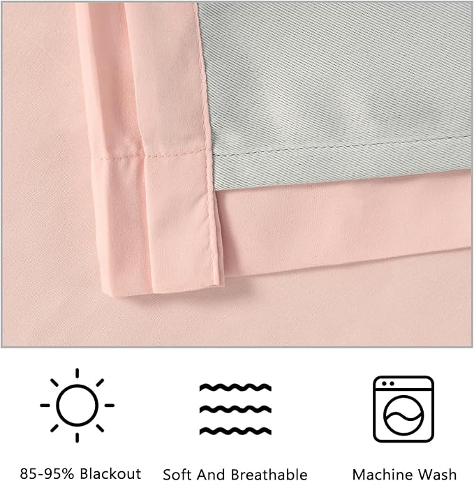Luxurious Peach Pink Blackout Curtains with 3 Rows of Handmade Butterfly Flower Ruffles, Room Darkening and Soundproof Window Curtain 52" W x 96" L x 2 Panels, Machine Washable(LQ-37)