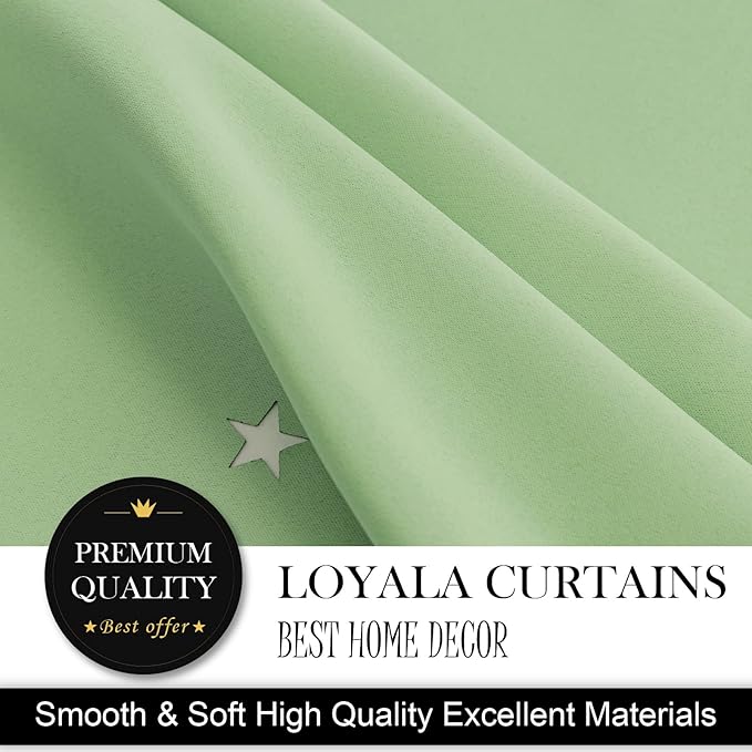Star Curtains Double Layer Blackout Curtains for Bedroom Kids Curtains 63 Inches Long 2 Panels Set, Green 42 X 63 Inches
