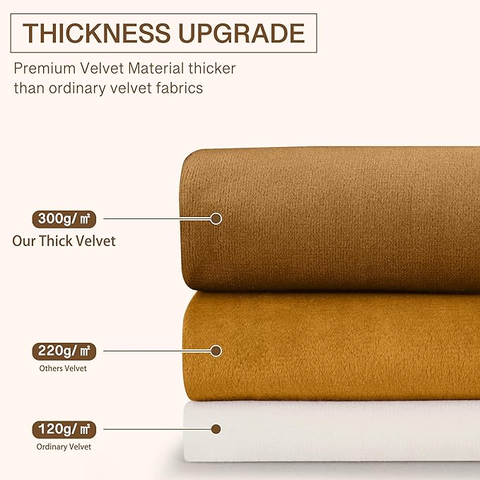 StangH Orange Velvet Curtains 108 inches Long, Extra Long Luxury Home Decor Room Darkening Energy Saving Window Treatment Holiday Backdrops for Party, W52 x L108, 2 Panels