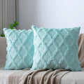 Set of 2 Soft Moroccan Throw Pillow Covers 24x24 Inch Plush Boho Decorative Pillow Cover Accent Cushion Case for Couch Sofa Bed, Light Aqua