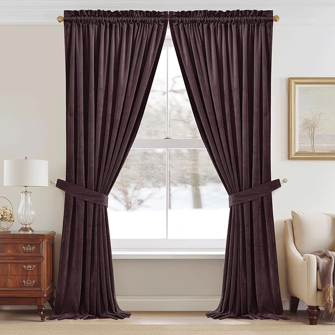 StangH Purple Curtains 96 Inches for Living Room - Thermal Insulated Luxury Drapes for Sunlight Blocking with Rod Pocket, Privacy Elegant Velvet Window Treatments, W52 x L96, 2 Panels