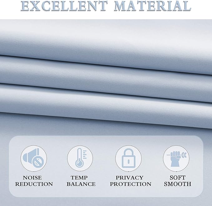 DONREN Cerulean Blue Drapes Home Fashion Thermal Insulated Room Darkening Curtains - Rod Pocket Short Curtain Panels for Bathroom (1 Pair,42 inches Wide by 54 inches Long)