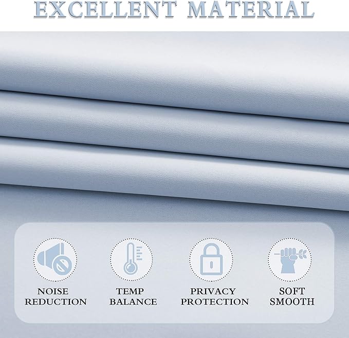 DONREN 84 inche Length Curtain Panels - Light Reducing Thermal Insulated Solid Blackout Curtains/Panels/Drapes for Living Room (Set of 2, 60 inches by 84 Inch, Light Blue)