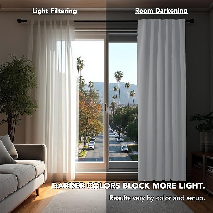 Deconovo Blackout Curtains, Thermal Insulated, W42 x L54 2 Panels, Back Tab, Machine Washable, Room-Darkening Drapes for Bedroom/Living Room Pure White
