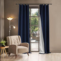 3-in-1 100% Blackout Curtains 120 Inches Long, Thermal Insulation, Soundproof Back Tab Drapes for Bedroom Living Room Sliding Glass Door, with Pin Hooks, Navy Blue 50x120 Inch 1 Panel