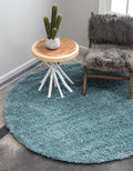 Unique Loom Solid Shag Collection Area Rug (7' 1" Round Light Slate Blue)