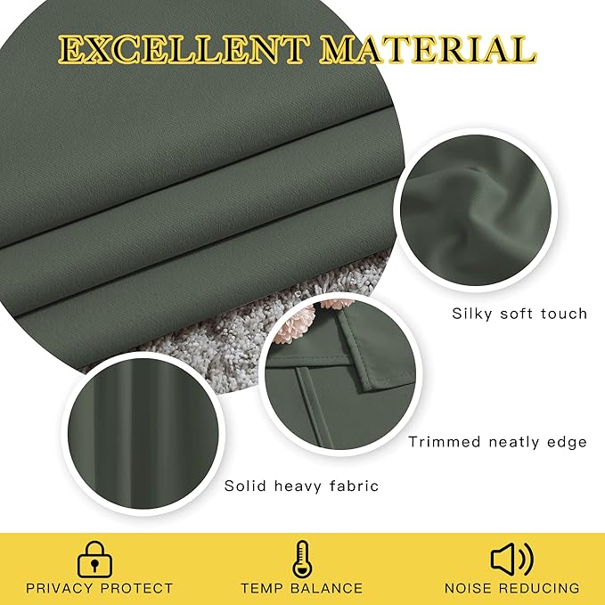 NICETOWN Blackout 102 inch Curtains for Living Room, Grommet Thermal Insulated Room Darkening Curtains for Bedroom/Living Room, 2 Panels, W52 x L102, Dark Mallard