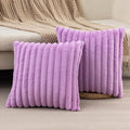 ZLINA Set of 2 Light Purple Faux Fur Decorative Throw Pillow Covers Fluffy Striped Pillowcase Cushion Covers 26 x 26 Inch Decor Sofa Couch Bedroom