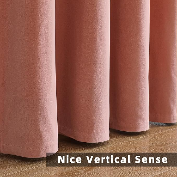 Joydeco Pink Velvet Curtains 108 inch Length 2 Panels, Luxury Blackout Rod Pocket Thermal Insulated Window Curtains, Super Soft Room Darkening Drapes for Living Dining Room Bedroom,W52 x L108 inches