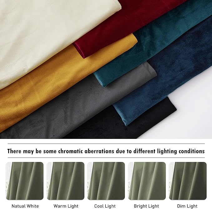 RYB HOME Sage Velvet Curtains 102 inches, Back Tab Soft Fabric Room Darkening Thermal Insulated Luxurious Home Decor Curtains for Living Room Bedroom, W 52" x L 102", 2 Panels Set