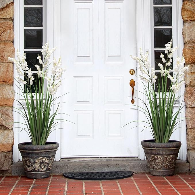 Artificial Tall Grass Plants with Pots 36" 1 Pack Lily of The Valley Artificial Grass Home Interior Decorating and Outdoor Garden Decorations(White)