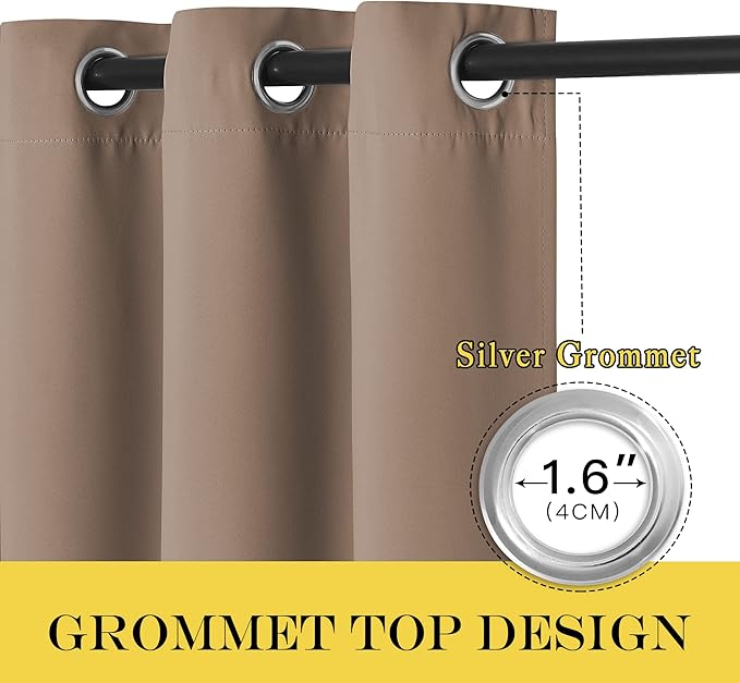 NICETOWN Blackout Curtain 63 inches Length for Bedroom - Grommet Thermal Insulated Window Treatments Sound Reducing Cold & Heat Blocking for Kids Room (Cappuccino, W46 x L63, 1 Panel)