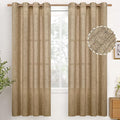 YoungsTex Burlap Linen Curtains 78 Inch Length for Living Room, Light Filtering Semi Sheer Window Drapes with Bronze Grommet Privacy for Farmhouse Bedroom, 52 x 78 Inch, 2 Panels