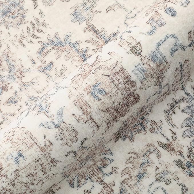 Taupe Runner Rug 2x10 Hallway Machine Washable Kitchen Vintage Distressed Non Slip Long Carpet Indoor Retro Floral Bedroom Accent Throw Rug for Bathroom Office Laundry Dining Living Room