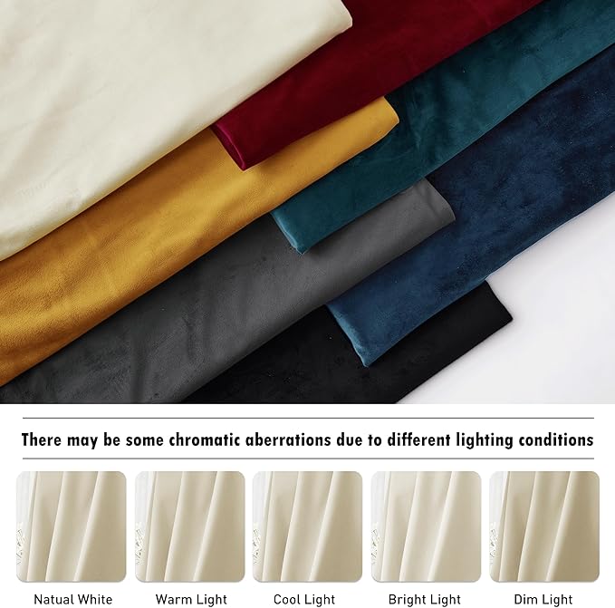 RYB HOME Beige Velvet Curtains 72 inches Length - Thermal Insulated Noise Reducing Panel Soft Vertical Sense Window Decor for Cottage Farmhouse, Width 52 x Length 72 inch, Beige, 2 Panels