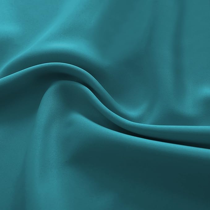 DONREN Thermal Room Darkening Draperies Window Curtain Panels - Easy Care Solid Rod Pocket Curtains for Dining Room (52 W x 96 L,2 Panels,Teal)