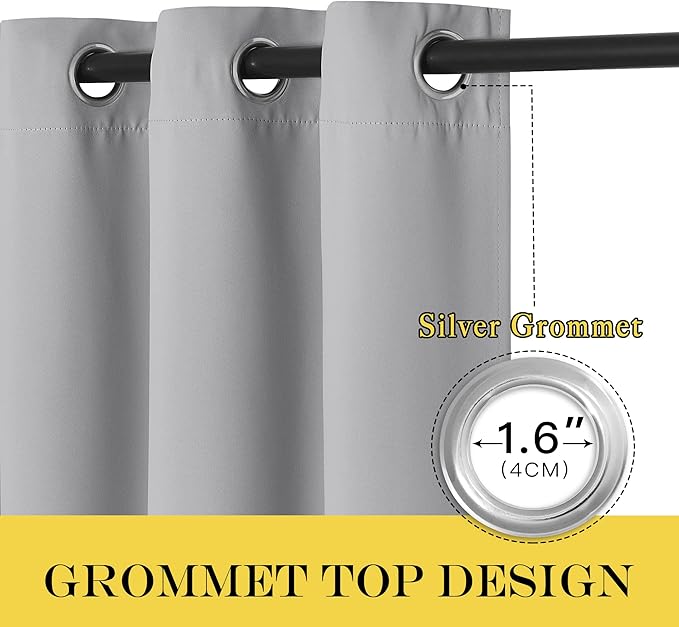 NICETOWN Sliding Door Window Treatment Blackout Patio Door Curtain Panels, Privacy Thermal Drapes for Bedroom Living Room Department with Grommet Top (Silver Grey, W66 x L110)