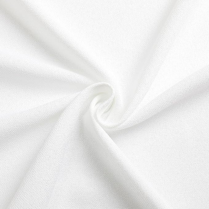 Tollpiz Short Linen Curtain Bedroom Rod Pocket Semi Sheer Curtains Burlap Light Filtering Thick Linen Drape for Living Room, 38 x 54 inches Long, White, Set of 2 Panels