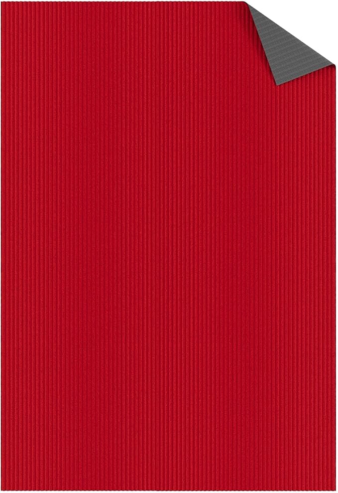 Ottomanson 6'6" x 30' Hallway Runner with Scraper Pile Extra Durable Non-Slip Rug Mat for Indoor & Outdoor Use - Ideal for Kitchen, Entryway, Patio & Garage - High-Traffic Carpet, Red