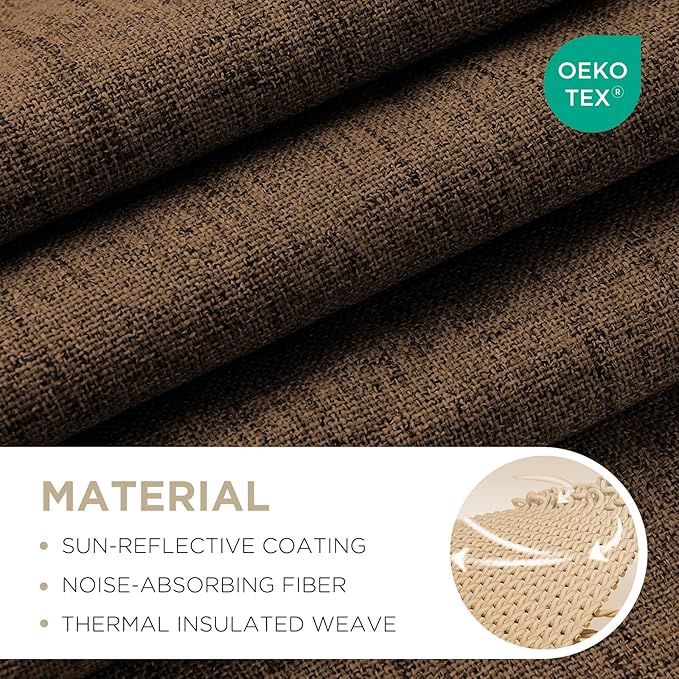 Joydeco Blackout Curtains for Bedroom - 108 Inch Long 100% Light Blocking 2 Panels Cappuccino Drapes, Thermal Insulated Room Darkening Curtains, Linen Textured for Living Room, Rod Pocket & Back Tabs