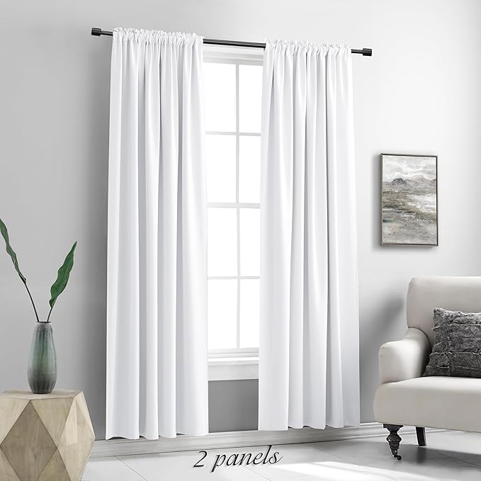 DONREN Doorway Privacy Curtains - Room Divider Soundproof Draperies, Window Treatment Thermal Insulated for Bedroom, 52 x 80 Inches Long, 2 Panels, Pure White