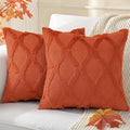 decorUhome Spring Throw Pillow Covers 16x16 Inch Set of 2, Soft Plush Faux Fur Wool Rust Couch Pillow Covers, Decorative Neutral Pillow Cases for Bed Sofa Living Room Home Decor