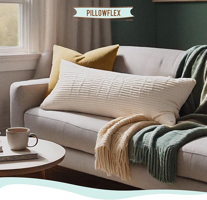 Pillowflex Synthetic Down Pillow Insert - 14x40 Down Alternative Pillow, Ultra Soft, Large Rectangle Body Sleeping Pillow, Lumbar, Long, Back - 1 Decorative Pillow Form