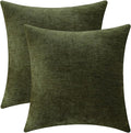 Jeneoo Sage Green Decorative Throw Pillow Covers Soft Chenille Comfy Square Couch Cushion Cases for Living Room Sofa Decor (Set of 2, 18 x 18 Inches)
