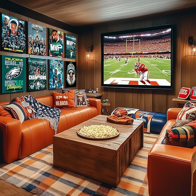 B.B.F MAKE 2025 Super Canvas Bowl Wall Art Champions MVP Hurts Canvas Wall Decor Eagles Poster Print Philadelphia Sports Star Picture Gift Modern Bedroom Living Room Home Decoration, Framed 16x20inch