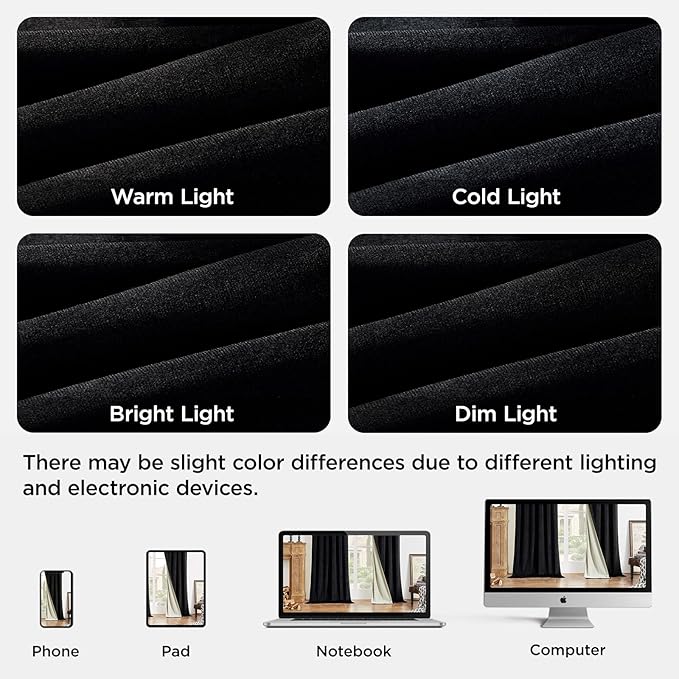 Joydeco Black 100% Blackout Curtains 102 Inch 2 Panels, Luxury Thermal Insulated Black Velvet Curtains for Bedroom Living Room, Soundproof Blackout Window Drapes, Rod Pocket & Back Tab (42W x 102L)