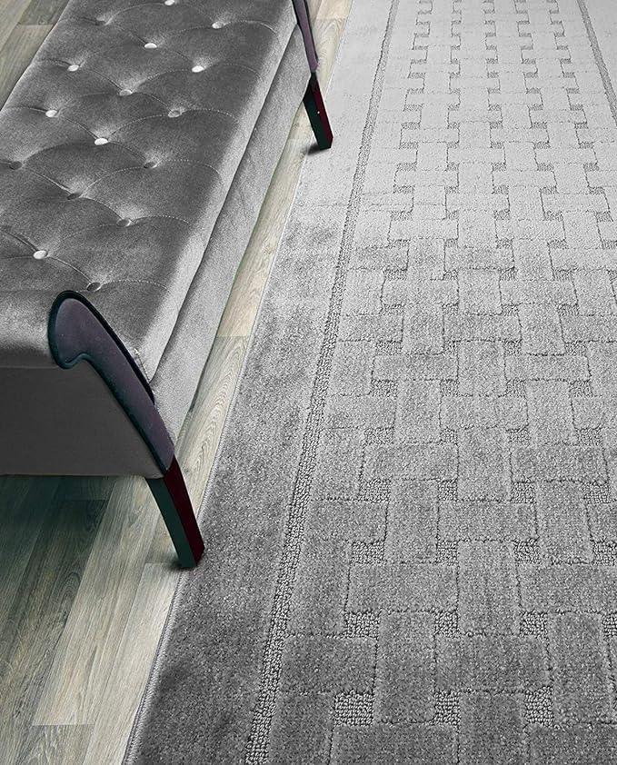Non Slip Washable Carpet Runner Rug with Rubber Backing, Custom Floor Mat for Kitchen Hallway Stairs Bedroom Bathroom Entry, Grey, Your Choice of Length, 26 Inch X 31 feet