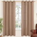 YoungsTex Mocha Brown Linen Curtains 72 Inch Length for Living Room, Light Filtering Drapes with Grommet Semi Sheer Rustic for Bedroom Windows, 2 Panels, 52 X 72 Inch