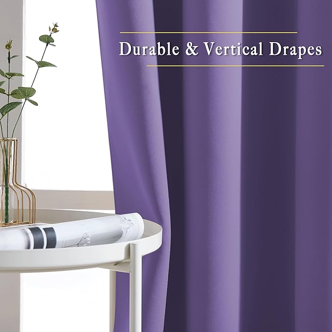NICETOWN Bedroom Blackout Curtains and Drapes - Window Treatment Thermal Insulated Solid Grommet Blackout Draperies for Bedroom/Living Room (Lilac Purple, Set of 2, 80 by 84 Inch)