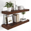 Heimlove 12 Inch Deep Floating Shelves, 48 x 12 inches Long Wall Shelf, Large Display Shelf & Storage Shelf, Rustic Wood Wall Shelves for Fireplace Mantel, Set of 2(Rustic Brown)
