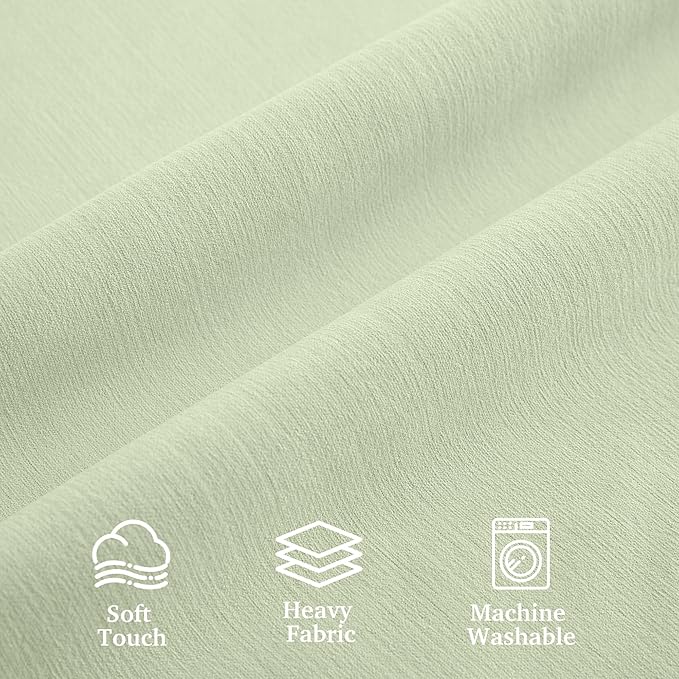 RYB HOME Sage Green Chenille Velvet Curtains 96 inches for Bedroom Living Room Office, 100% Light Blocking Thermal Insulated Soundproof Window Curtains & Drapes with Back Tab, W52 x L96, 2 Panels